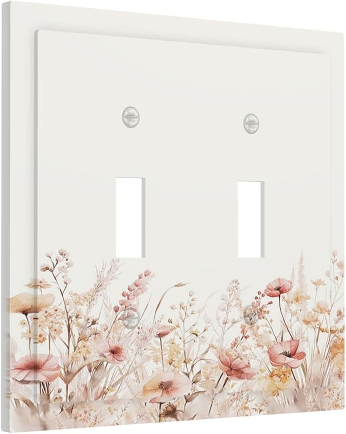 Decorative Switch Plate Covers Boho Floral Watercolor Flower Pattern 2 Gang Double Toggle Light Switch Cover Plate Electrical Wall Plate Outlet Cover Outlet Light Switch Cover for living Room Home