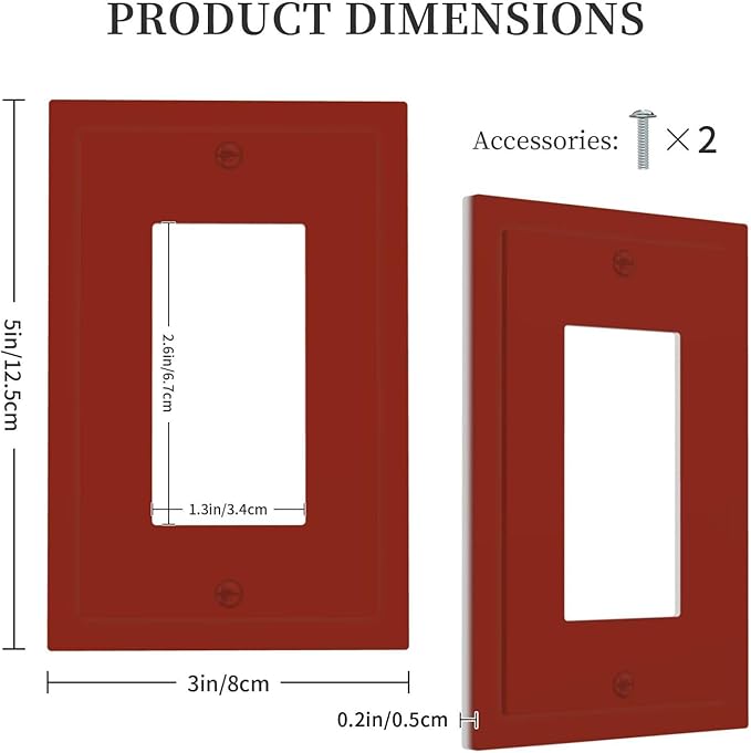 Decorative Thick Maroon Red 1 Gang Decorator Light Switch Wall Plate Cover Electrical Solid Colored Brown Wine Grape Red GFCI/Rocker Outlet Switches Face Wall Plate Cover