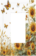 Sunflower Gold Wildflowers Summer Butterfly Decorative Outlet Covers 1 Gang Single Rocker Light Switch Cover Plate Wall Plates GFCI Faceplate for Bedroom Living Room Decor