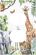 Elephant Giraffe Jungle Animals Leopard Zoo Outlet Covers 1 Gang Duplex Light Switch Cover Decorative Switch Plates Electrical Receptacle Faceplate Wall Plate for Kids Room Nursery Decor