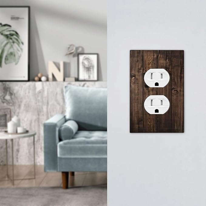 Rustic Brown Wood Plank Vintage Wooden Texture Print Outlet Covers 1 Gang Duplex Light Switch Cover Decorative Switch Plates Electrical Receptacle Faceplate Wall Plate for Farmhouse Home Decor