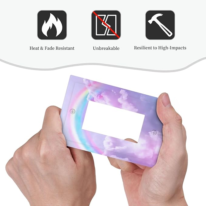 Outlet Covers Rainbow Sky with Clouds 1 Gang Duplex Light Switch Cover Plate Decorative Wall Plates Electrical Switchplate Receptacle for Bathroom Home Decor（2 Pack）