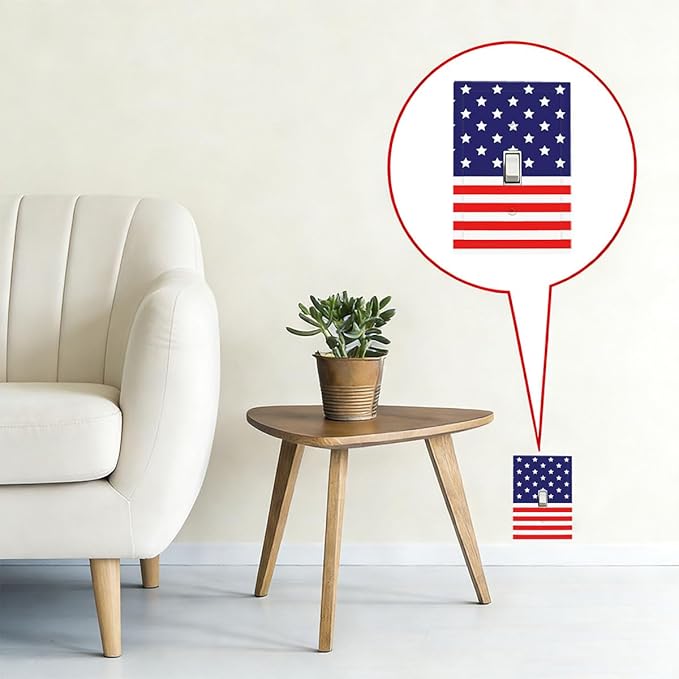 American Flag 1-Gang Toggle Light Switch Plate, Patriotic Stars & Stripes 4th of July USA Pride Decorative Wall Plate for Holiday Decor