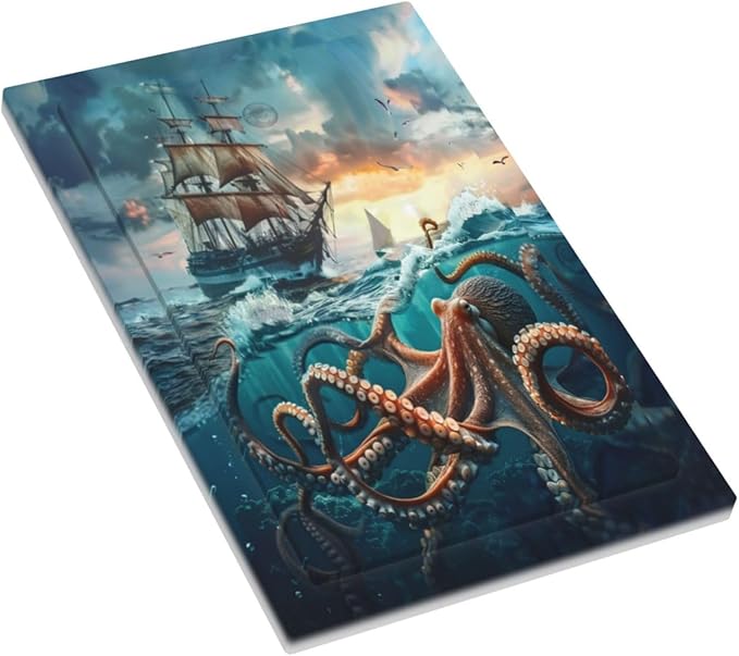 Light Switch Cover Sailboat Ship Octopus Ocean Sea Waves Decorative Switch Plates 1 Gang Blank No Device Outlet Covers Electrical Wall Plates for Bathroom Bedroom Decor