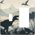 Outlet Covers Prehistoric World Dinosaur Cartoon Fores 1 Toggle 1 Rocker Combination Decorative Wall Plate Electrical Switch Plates Light Switch Cover Plate for Kids Room Nursery Decor