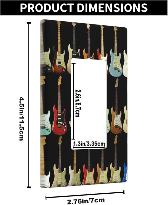 Modern Guitar Single Rocker Wall Plate Music Rock And Roll Guitar Musical Decorator Rocker Switch Plate Decorative 1 Gang Lightswitch Cover Home & Office