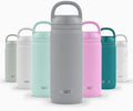 Ello Cooper Twist 18oz Kids Stainless Steel Water Bottle with Chug Lid | Leak Proof Double Walled and Vacuum Insulated | Fits Car Cupholder | Built in Carry Loop | Dishwasher Safe | Gray