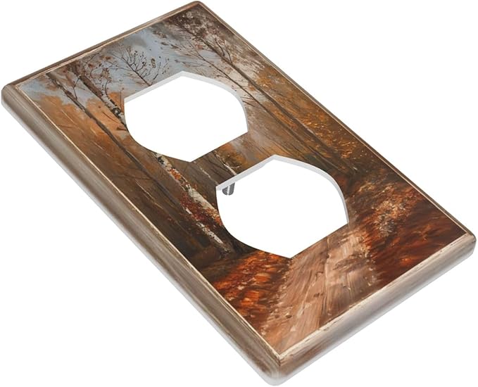 Decorative Art Light Switch Covers Maple Path 1 Gang Single Duplex Outlet Wall Plate Switchplate Electrical Faceplate for Home Decor