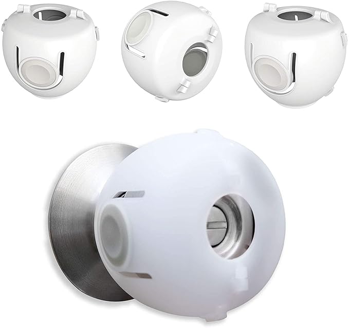 Moonybaby Door Knob Safety Cover for Kids, 4 Pack Babyproof Locks, Child and Toddler Safety Locks, White