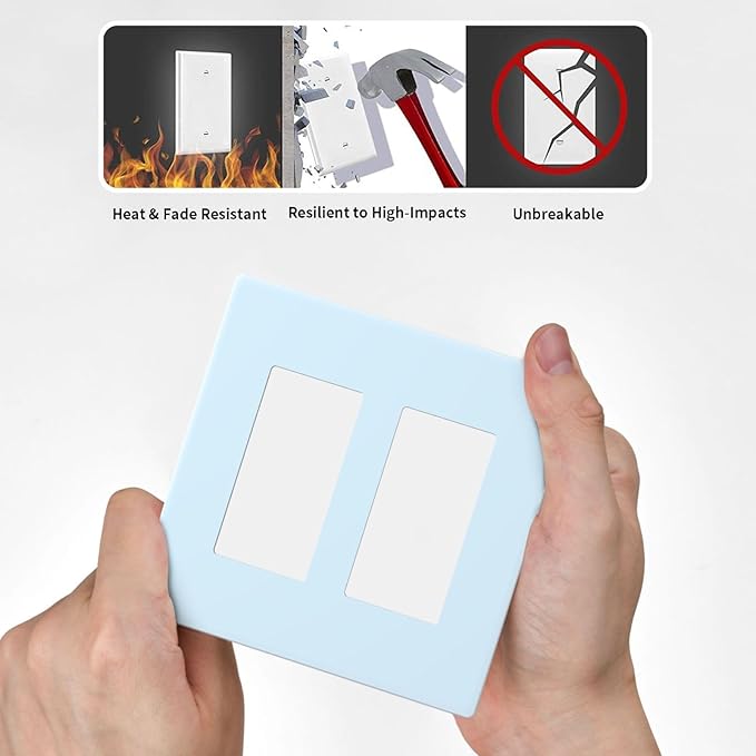 Aqua/Teal 2 Gang Double GFCI Decorator Rocker/decorator Light Switch Cover Decorative Outlet Wall Plate Electrical Faceplate Screwless