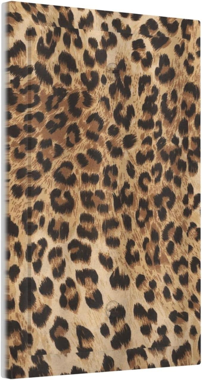 Classic Leopard 1 Gang Light Switch Cover No Decive Blank Wall Plate Decorative for Teen Kids Boys Bathroom Home Bedroom Art Panel Decorate 5" x 3