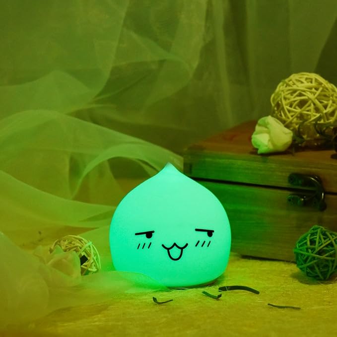 Portable Silicone LED Cartoon Night Light for Kids USB Rechargeable, Warm/White Light, 7-Color Changeable Light, Cute Children Night Lamp for Baby, Bedroom and Nursery (Tear Drop)