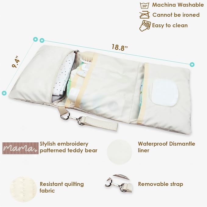 MODAKIDS Baby Bag Organizer, Waterproof Mini Diaper Bag, Foldable Mom Travel Set, Diaper Organizer, with Gift for Baby Shower (Coffee)