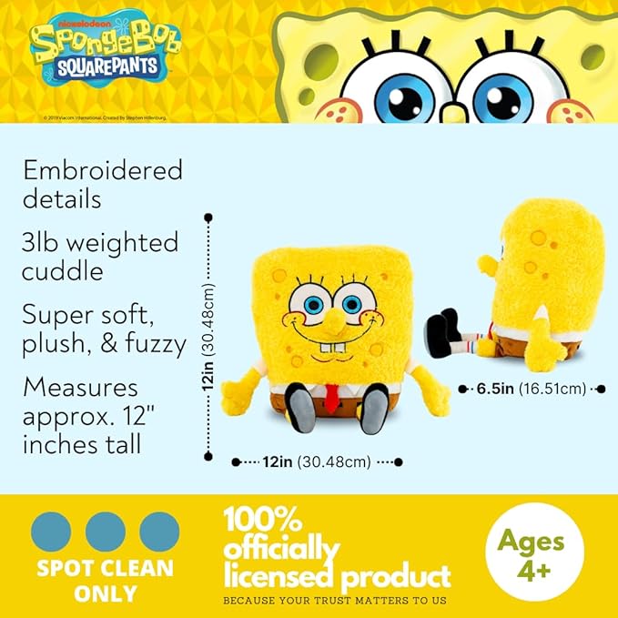 Franco Calm Spongebob Squarepants Bedding Super Soft Plush Calming 3Lb Weighted Cuddle Pillow Buddy, Comfort Pillow, (Officially Licensed Product)
