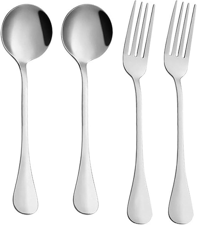 VANRA 4-Piece Children Flatware Set - 18/10 Stainless Steel Child Set Tableware - Silver Cutlery - Silverware Dinner Utensils for Kids - Chrome Finished (2 Forks + 2 Spoons)