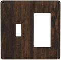 Light Switch Cover Plate Dark Brown Wood Grain Rustic Country Wooden 2 Gang Toggle Rocker Combo Wall Plates Decorative Switch Plates and Outlet Covers Socket Cover for Farmhouse Home Decor