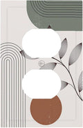 Outlet Covers Sage Green Boho Nature Art Minimalist Geometric Plant 1 Gang Duplex Wall Plate Decorative Switch Plates Electrical Receptacle Faceplate Light Switch Cover for Bedroom