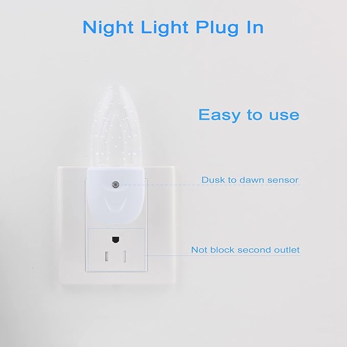 GREENIC Multicolor LED Night Light 4 Pack Bubble Pattern with Dusk to Dawn Sensor, Rotating 8 Colors, Plug in Night Light for Bedroom, Kids Room, Bathroom
