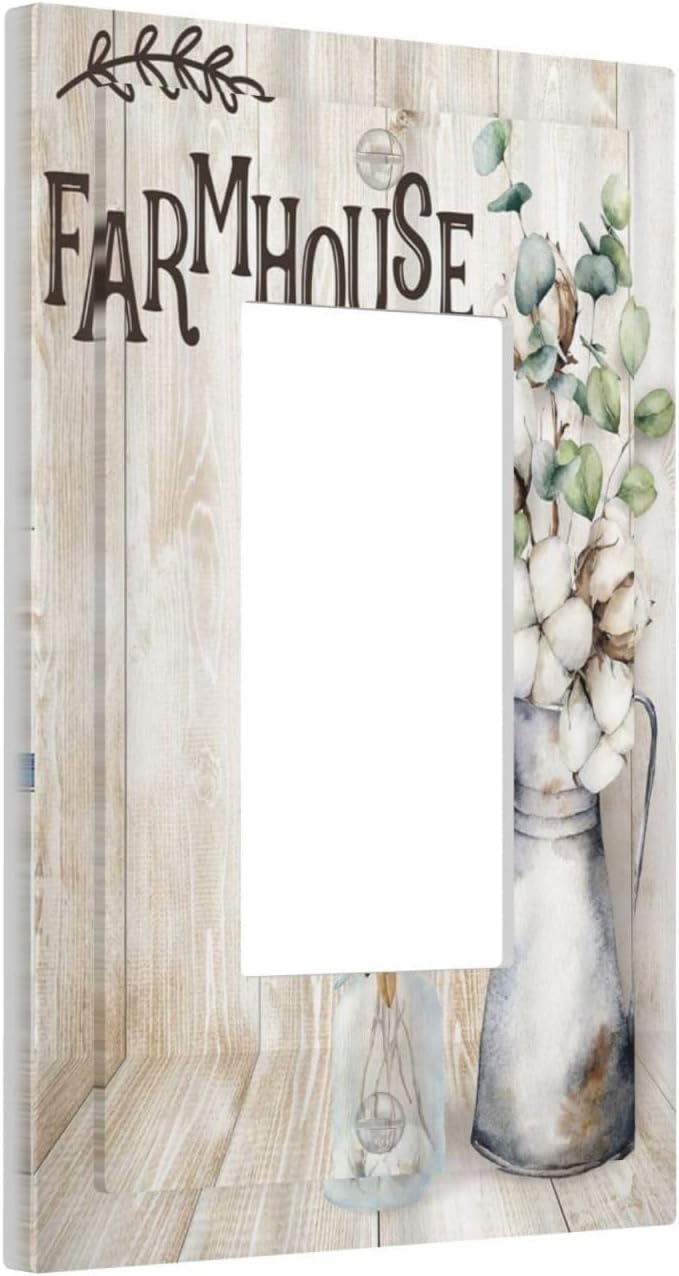 Decorative Switch Plate Covers Farmhouse Floral Cotton 1 Gang Single Decora GFCI Device Light Switch Cover Rustic Country Flower 1 Rocker Outlet Wall Plate Faceplate for Country Home Decor