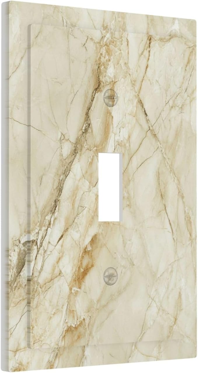Light Switch Cover Plate Creamy Beige Marble Abstract Minimalism 1 Gang Wall Plate Cover Single Toggle Outlet Covers Decorative Switch Plate Covers Electrical Faceplate for Bathroom Home