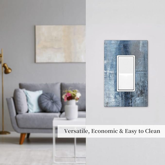 Outlet Covers Navy Blue Gray Abstract Ink Painting 1 Gang Duplex Light Switch Cover Plate Decorative Wall Plates Electrical Switchplate Receptacle for Bathroom Bedroom Decor（2 Pack）