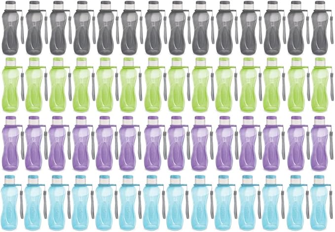 MILTON Water Bottle Kids Reusable Leakproof 17 Oz 4-Pack Plastic Wide Mouth Large Big Drink Bottle BPA & Leak Free with Handle Strap Carrier for Cycling Camping Hiking Gym Yoga