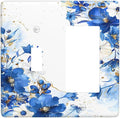 Klein Blue Flowers Watercolor Golden White Floral Outlet Covers 1 Toggle 1 Rocker Combination Decorative Wall Plate Electrical Switch Plates Light Switch Cover Plate for Bedroom Living Room Decor