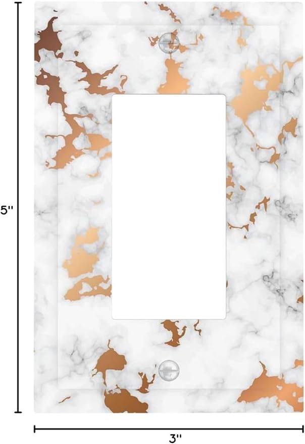 Luxury White Gray Golden Marble 1 Gang Rocker/Decorator Light Switch Cover Modern Gold Vein Cracked Ink Marbled Textured Decorative Gfci Device Receptacle Switch Face Wall Plate Cover