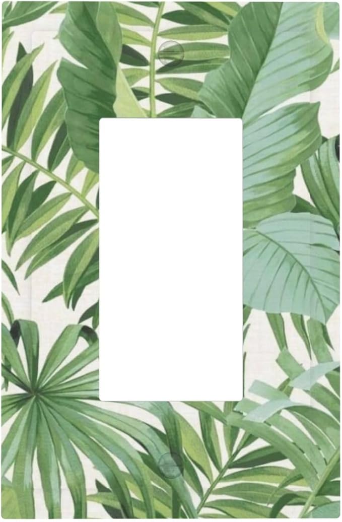 Green Tropical Palm Tree Leaf 1 Gang Rocker/decorator Outlet Light Switch Wall Plate Cover Faceplate Decorative Switchplate Decorator Outlet Cover
