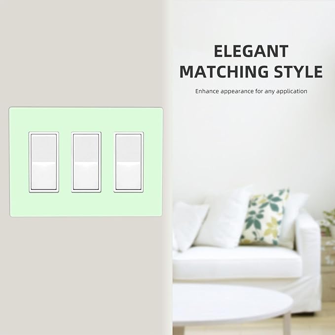 Green 3 Gang Triple Rocker/Decorator Light Switch Wall Plate Cover Decorative GFCI Electrical Faceplate Switchplate Dimmer