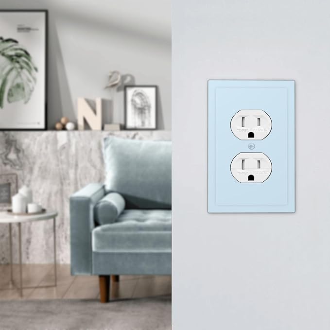 Decorative Light/Royal/Navy Blue 1 Gang Electrical Duplex Wall Plate Receptacle Outlet Covers Solid Colored Teal/Aqua/Turquoise Dual Single Device Light Switch Cover Switchplate