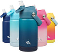 Konokyo Insulated Water Bottle with Straw Lid,12 oz Stainless Steel Vacuum Metal Bottle with Silicone Handle,Vast