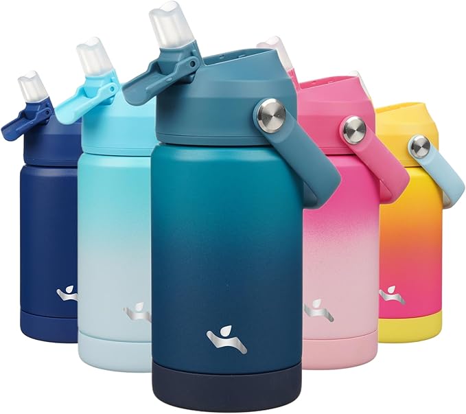 Konokyo Insulated Water Bottle with Straw Lid,12 oz Stainless Steel Vacuum Metal Bottle with Silicone Handle,Vast