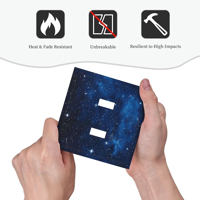 Light Switch Cover Plate Galaxy Starry Sky Universe Sparkle Stars 2 Gang Double Switch Plate Covers Toggle Wallplate Decorative Outlet Covers Electrical Switchplate for Bathroom Bedroom Decor