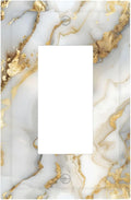 Luxurious White Gold Marble Patterns Abstract Decorative Outlet Covers 1 Gang Single Rocker Light Switch Cover Plate Wall Plates GFCI Faceplate for Bathroom Kitchen Decor