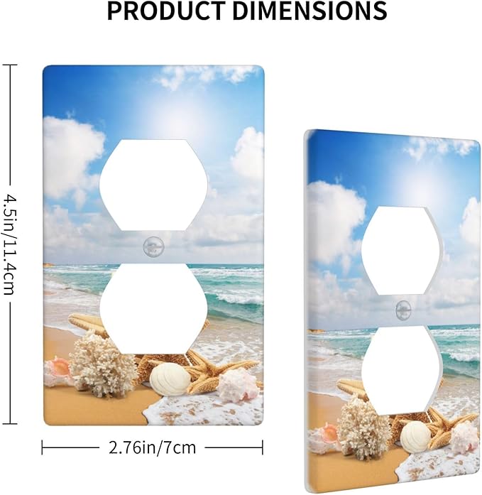 Ocean Beach Seashell Outlet Covers Decorative Electrical Outlets Duplex Outlet 1-Gang Wall Plate Receptacle Wall Outlet Cover