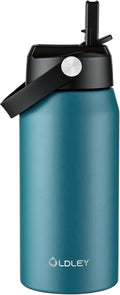 Oldley 18oz Insulated Water Bottle with Straw, Stainless Steel Water Bottle for Sports, Travel, School, BPA-Free Sports Bottles for Adult Kids, Leak-Proof, Emerald Green