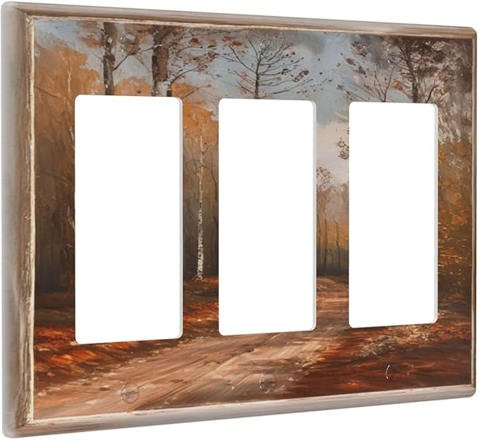 Decorative Art Light Switch Covers Maple Path 3 Gang Triple Rocker Outlet Switch plate GFCI Faceplate GFCI for Home Decor