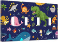 Kids Boys Cartoon Blue/Green Dinasour Ocean Animals Theme Decorative 4 Gang Quad Toggle Light Switch Cover Electric Large Size Marine Starfish Quadruple Faceplate Decorative Switch Face Wallplate