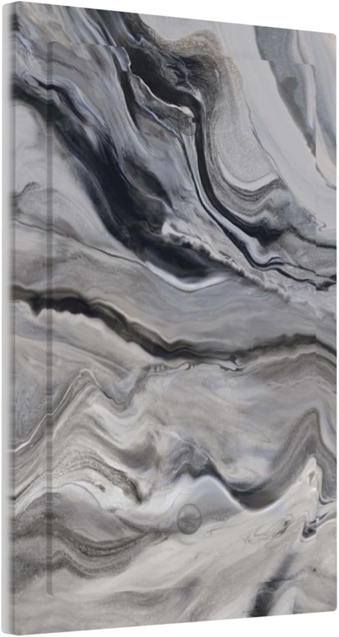 Grey And White Marble Abstract Art Print Light Switch Cover Plate 1 Gang No Device Blank Electrical Wall Plates Faceplate Decorative Switch Plate for Bathroom Kitchen Decor