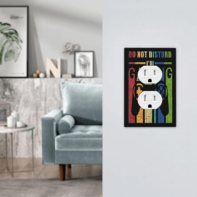 Game Videos Gaming Playing 1 Gang Outlet Plate Covers Decorative Single Duplex Wall Plate Electrical Receptacle Light Switch Cover Electric Switchplate Country Decor