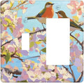 Bird Flower Single Toggle Rocker Combination Wall Plate Decorative 2 Gang Light Switch Covers Electrical Switchplate Home Decorate Faceplat for Bathroom Bedroom Kitchen Room 4.5 x 4.5 Inch