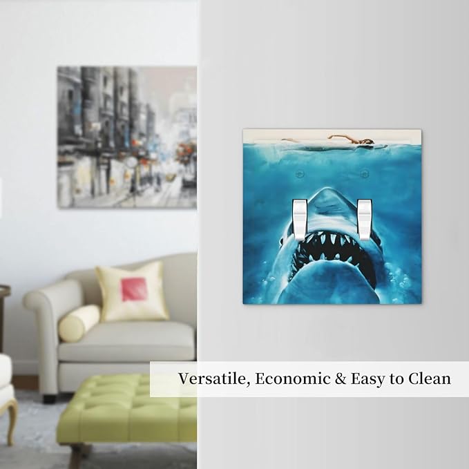Swimming Woman Funny Shark Blue Ocean Decorative Switch Plates 2 Gang Double Toggle Outlet Light Switch Cover Wall Plate Electrical Faceplate for Kids Room Bedroom Decor