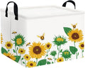 FXOLCSHE Rectangular Sunflower basket,Waterproof Canvas kids Laundry Nursery Hamper,Storage Baskets for Bedroom,Yellow Hamper,Gift Basketsr(Sunflower)