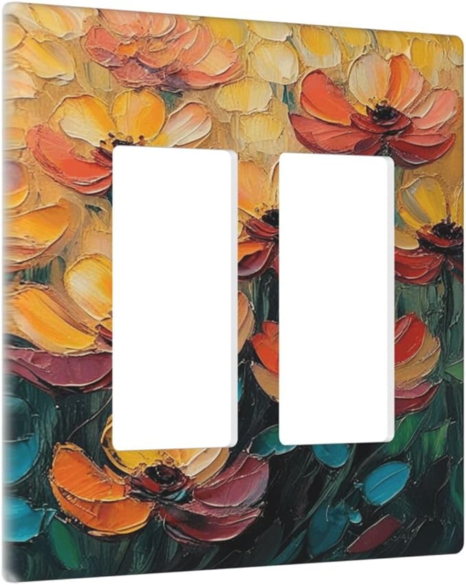 Decorative Art Light Switch Covers Enchanted Glowing Forest 2 Gang Dual Rocker Outlet Switch plate Faceplate GFCI for Home Decor