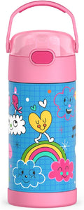 THERMOS FUNTAINER Water Bottle with Straw - 12 Ounce - Kids Stainless Steel Vacuum Insulated Water Bottle with Lid, Sketchbook