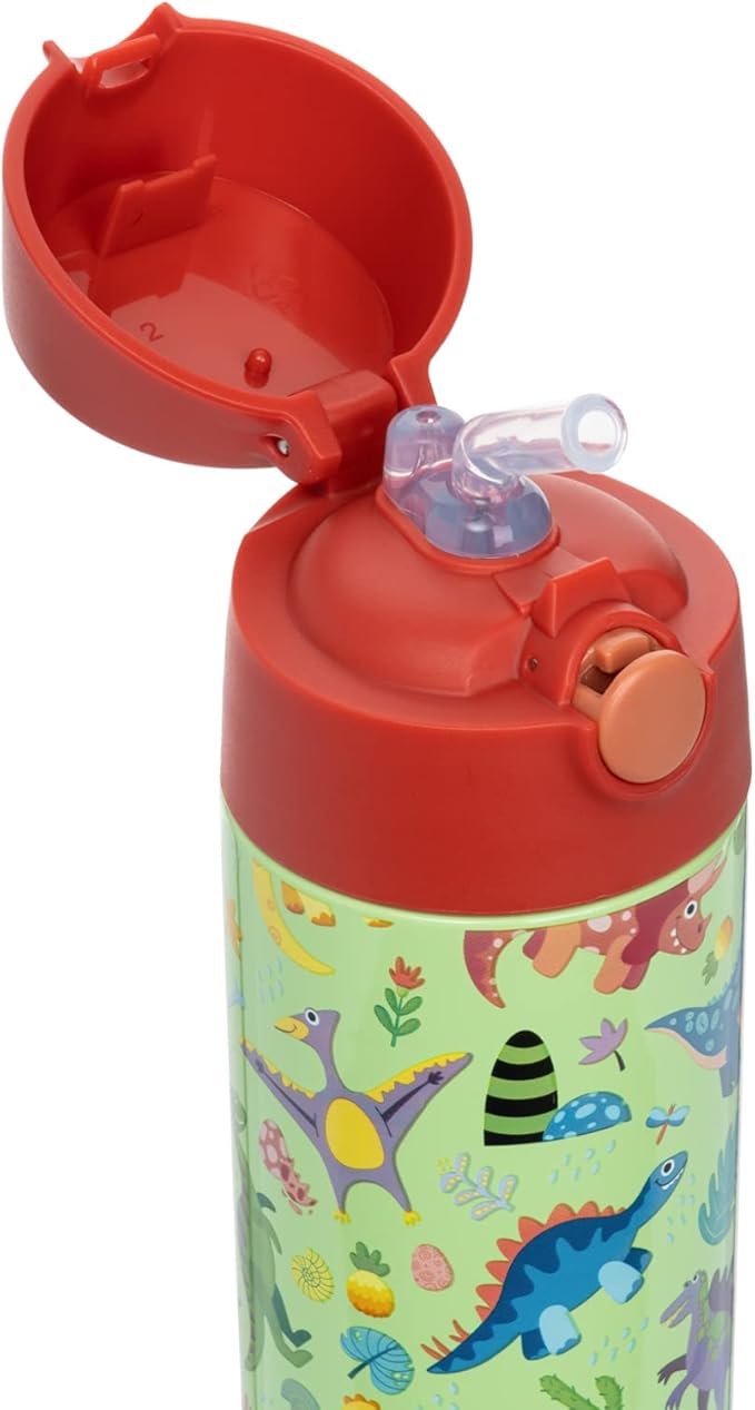 Snug Insulated Kids Water Bottle with Straw & Spout – Double-Wall Stainless Steel, Leakproof, Easy-Flip Lid – For School, Travel, Toddlers & Big Kids - Dinosaurs, 17oz