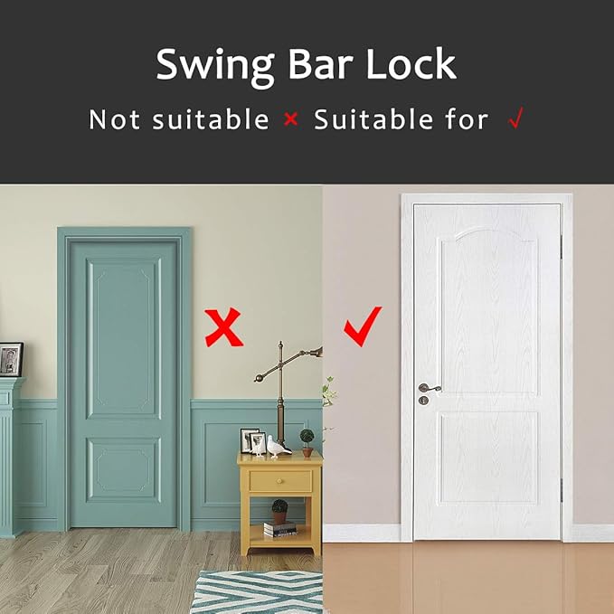 Earl Diamond Door Lock Latch for Home Security - Swing Bar Door Guard for Front and Inside Door, Safety Childproof Reinforcement Door Stopper for Kids Home Hotel Apartment, Antique Bronze