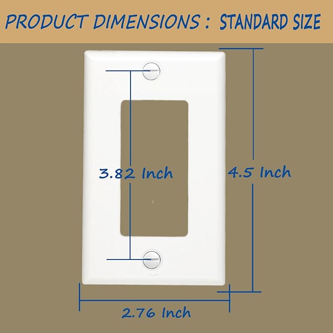 Light Switch GFCI Device Wallplate, Rocker Wall Plate Cover,Light Switch cover,Standard Size 1-Gang 4.50" x 2.76",Smooth Face,Unbreakable Polycarbonate Thermoplastic,UL Listed,2-Pack