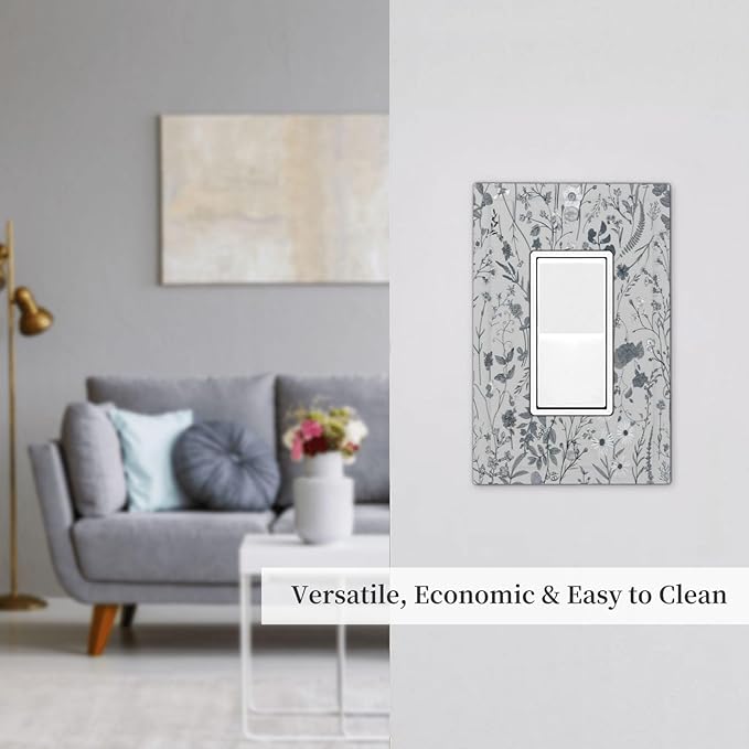 Boho Wild Flowers Farm Floral 1 Gang Rocker Light Switch Plate Single Decora Outlet Wall Plate Cover Faceplate Decorative Switchcovers GFCI for Bathroom Home Living Room Bedroom Decorate